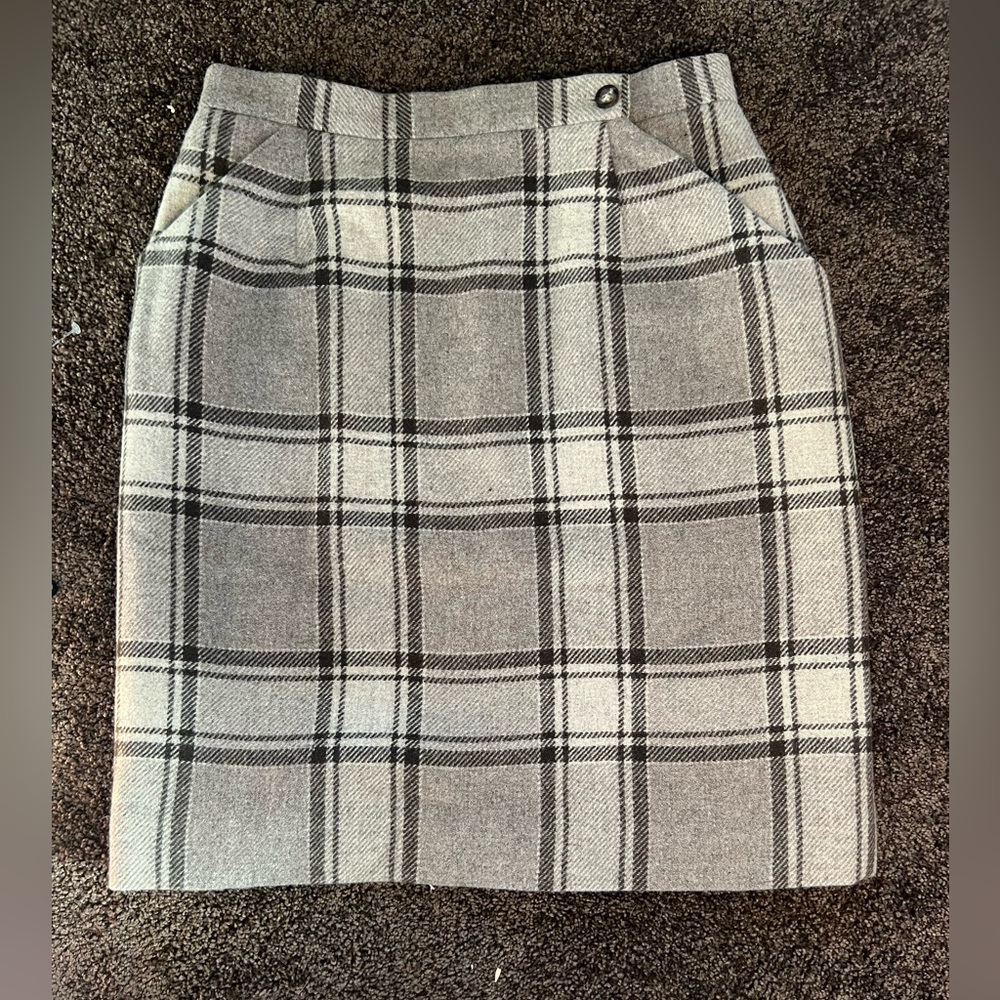 Vintage Plaid Wool Skirt